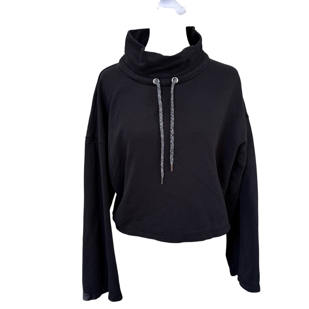 Something Navy Black Cowl Neck Sweatshirt XS Cotton Pullover Lounge‎ Cozy Gym